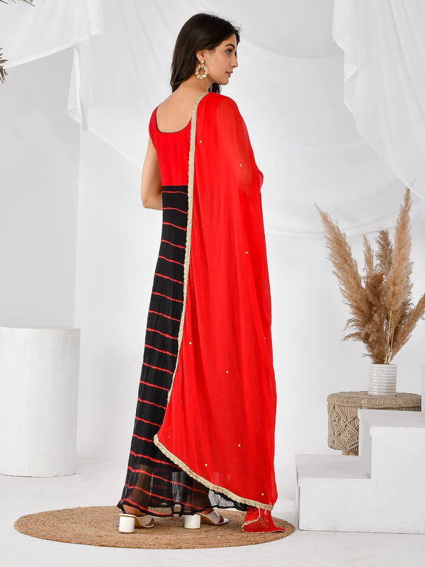 Black red leheriya set