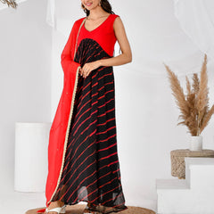 Black red leheriya set
