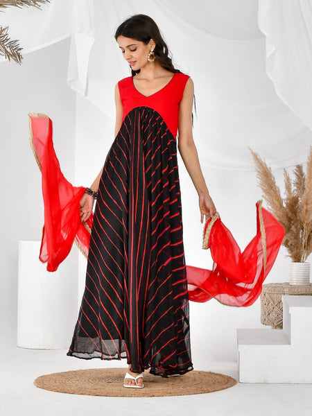 Black red leheriya set