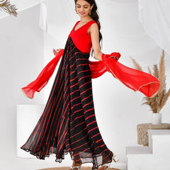 Black red leheriya set