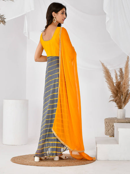 Yellow & grey leheriya set
