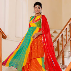 Multi leheriya anarkali set