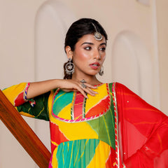 Multi leheriya anarkali set