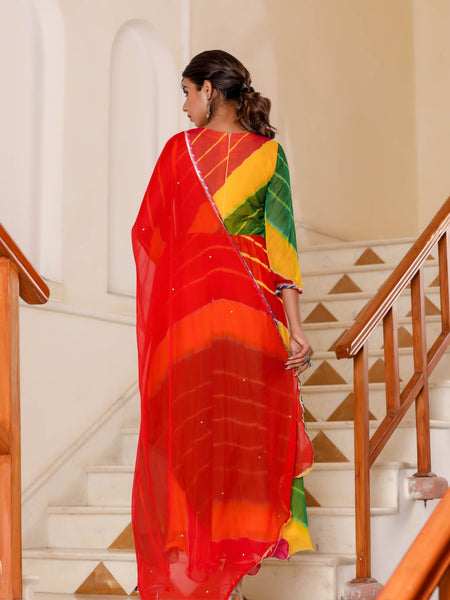 Multi leheriya anarkali set