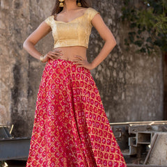 RED ZARI WEAVE LEHENGA WITH BLOUSE
