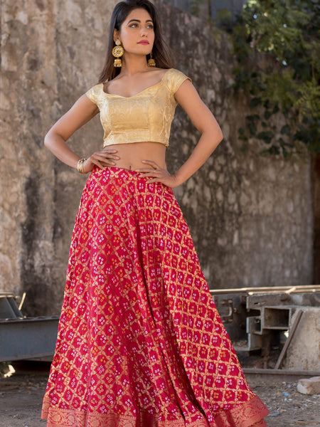 RED ZARI WEAVE LEHENGA WITH BLOUSE