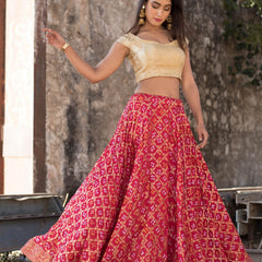 RED ZARI WEAVE LEHENGA WITH BLOUSE