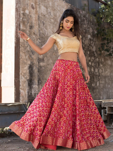 RED ZARI WEAVE LEHENGA WITH BLOUSE