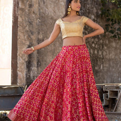 RED ZARI WEAVE LEHENGA WITH BLOUSE