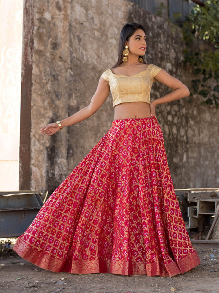 RED ZARI WEAVE LEHENGA WITH BLOUSE