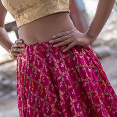 MAGENTA ART SILK LEHENGA WITH BLOUSE