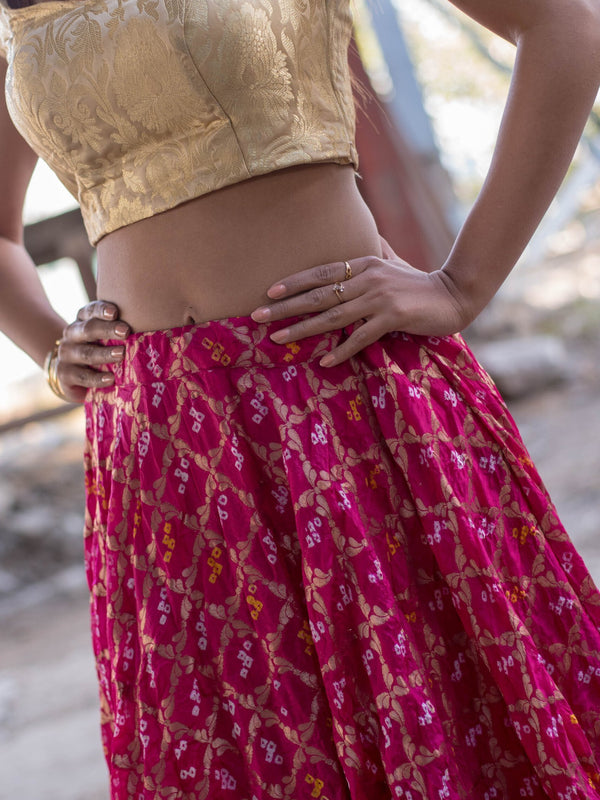 MAGENTA ART SILK LEHENGA WITH BLOUSE