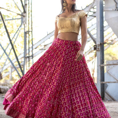 MAGENTA ART SILK LEHENGA WITH BLOUSE