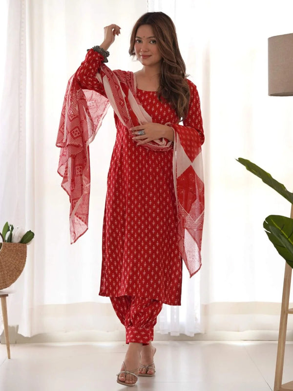 Red block suit set