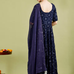 Blue mirror anarkali