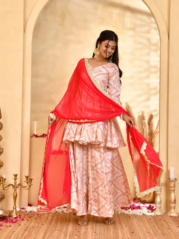 Gulnaar Bandhani Sharara Set