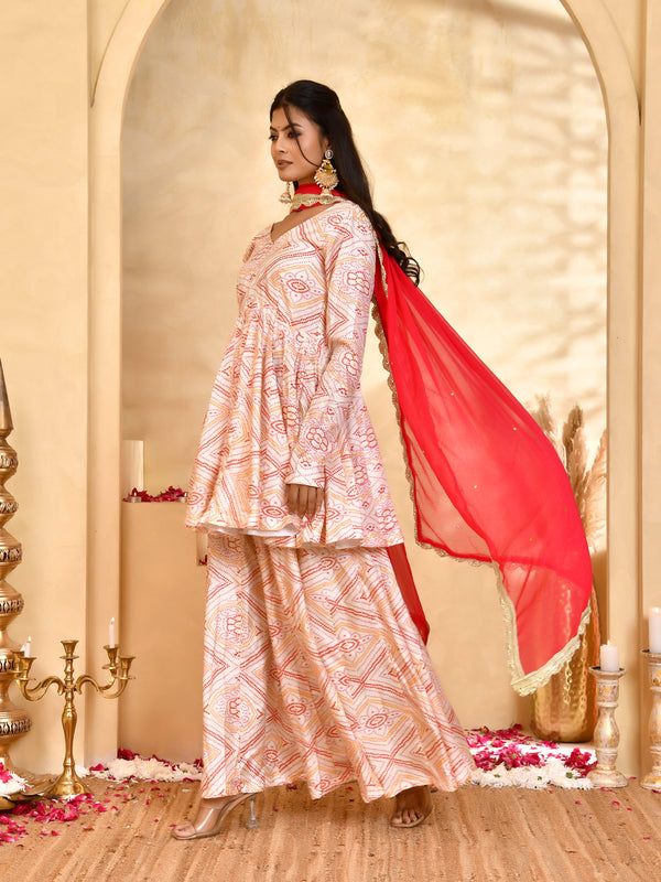 Gulnaar Bandhani Sharara Set