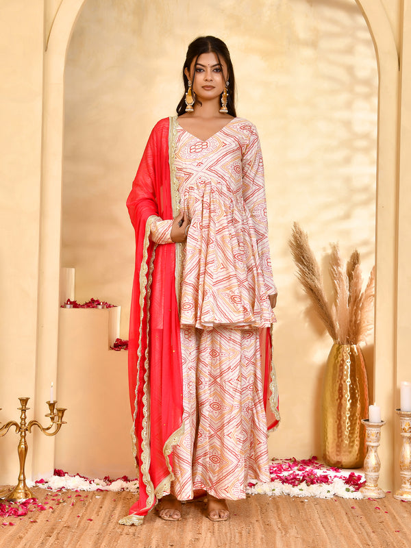 Gulnaar Bandhani Sharara Set