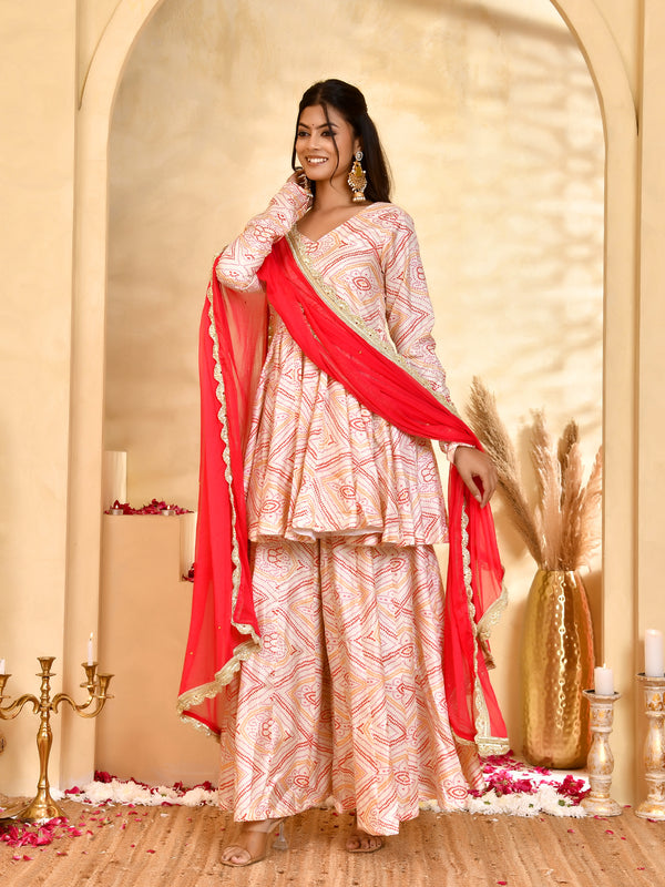 Gulnaar Bandhani Sharara Set