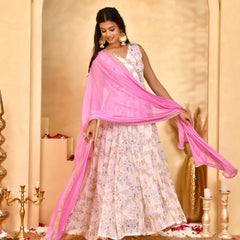 Gulabi Gul Floral Anarkali Set