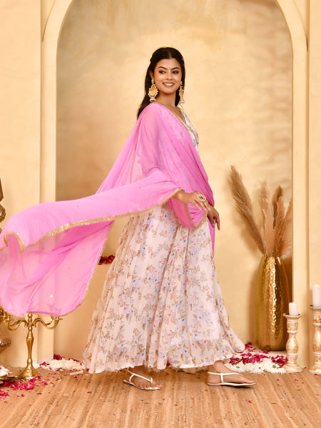 Gulabi Gul Floral Anarkali Set
