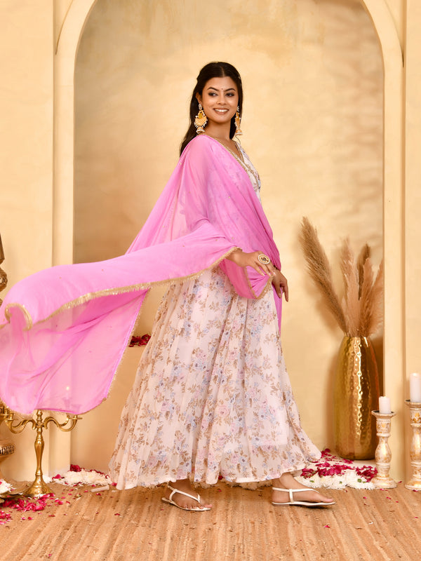 Gulabi Gul Floral Anarkali Set