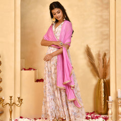 Gulabi Gul Floral Anarkali Set
