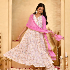 Gulabi Gul Floral Anarkali Set