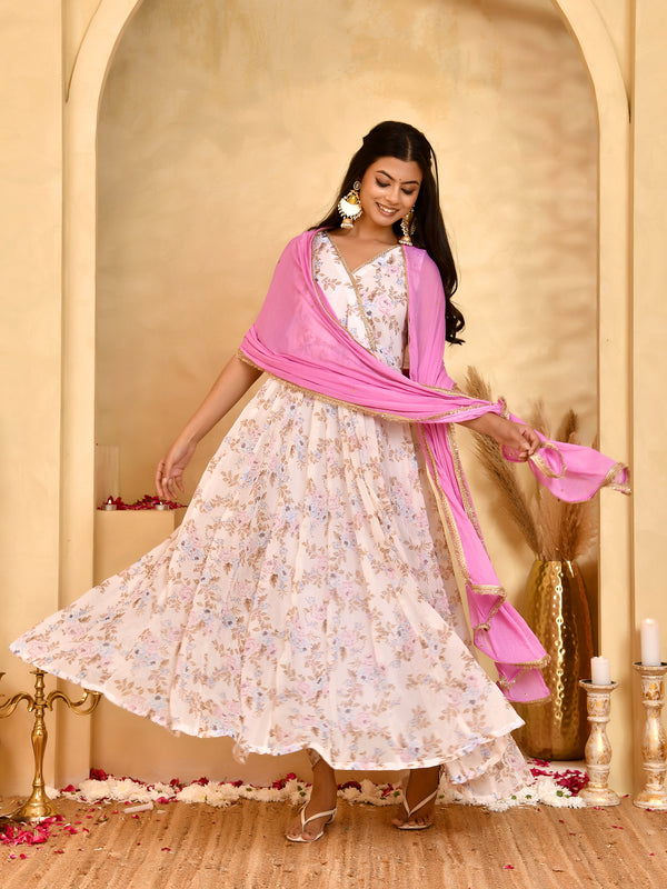 Gulabi Gul Floral Anarkali Set