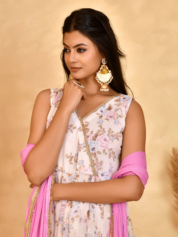 Gulabi Gul Floral Anarkali Set