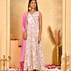 Gulabi Gul Floral Anarkali Set