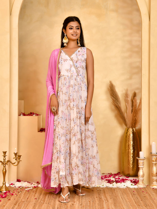 Gulabi Gul Floral Anarkali Set