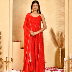 Laal Leheriya Anarkali Set