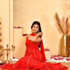 Laal Leheriya Anarkali Set