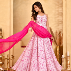 Gulab Pink Floral Anarkali
