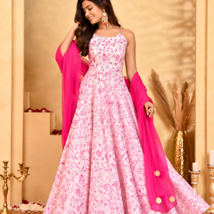 Gulab Pink Floral Anarkali