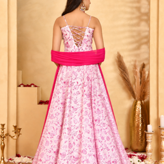 Gulab Pink Floral Anarkali
