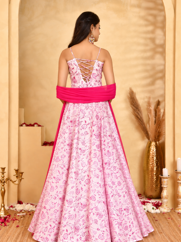 Gulab Pink Floral Anarkali