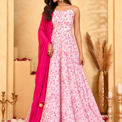 Gulab Pink Floral Anarkali