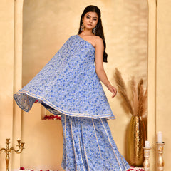 Neel Blue Floral Sharara Set