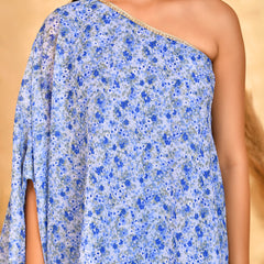 Neel Blue Floral Sharara Set