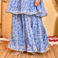 Neel Blue Floral Sharara Set