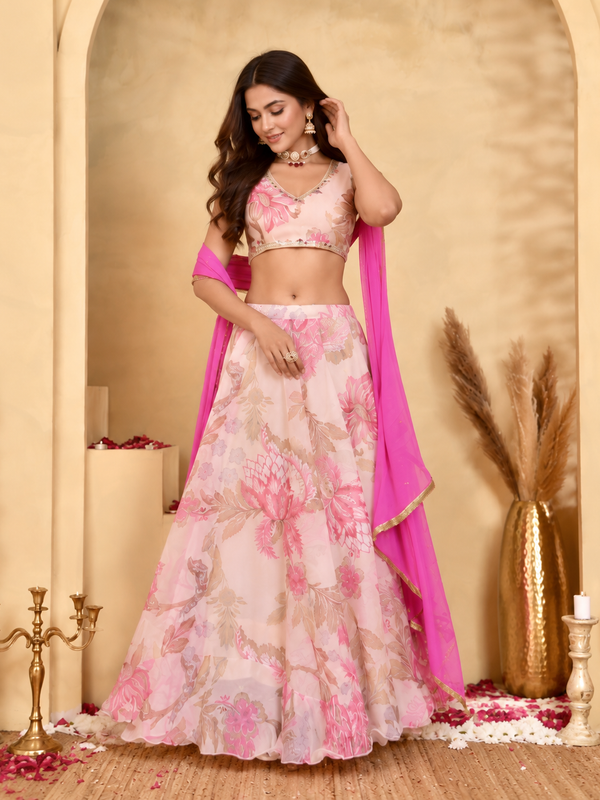 Gulabi Floral Lehenga Set