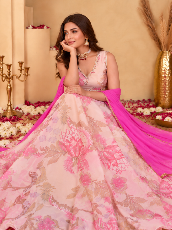 Gulabi Floral Lehenga Set