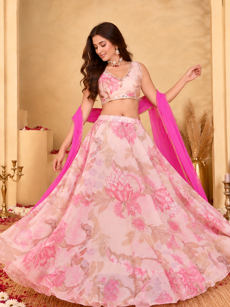 Gulabi Floral Lehenga Set