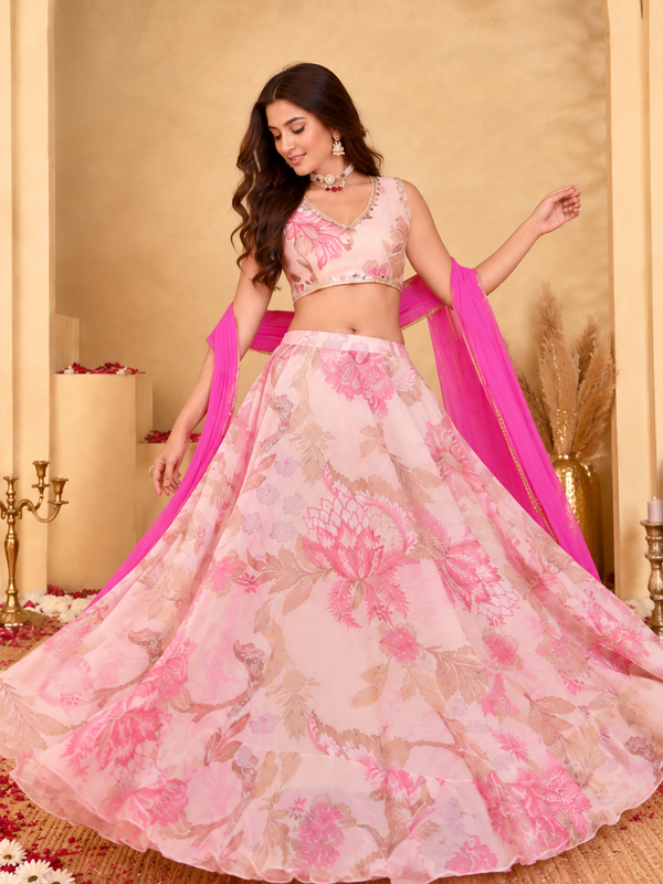 Gulabi Floral Lehenga Set