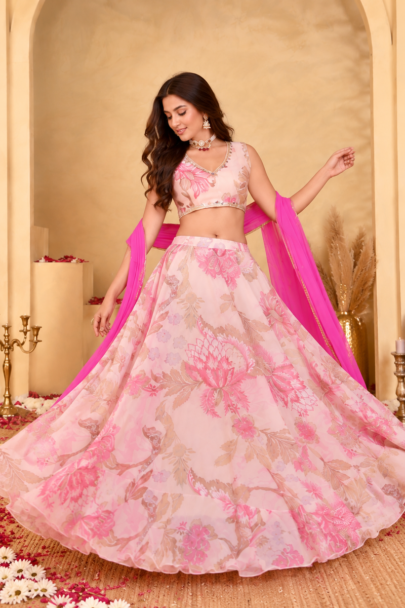 Gulabi Floral Lehenga Set