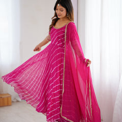 Persian Rose Leheriya Anarkali Palazzo Set