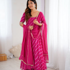Persian Rose Leheriya Anarkali Palazzo Set