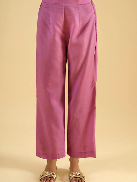 Orchid Pink Striped Tiered Kurta Set with Dupatta